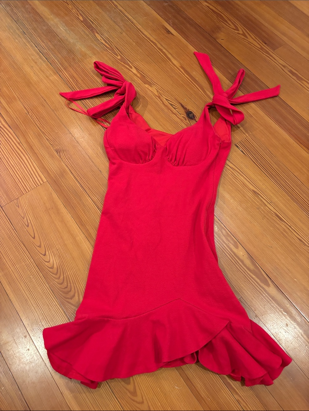 Hello Molly Red Mini Dress with Tie Straps